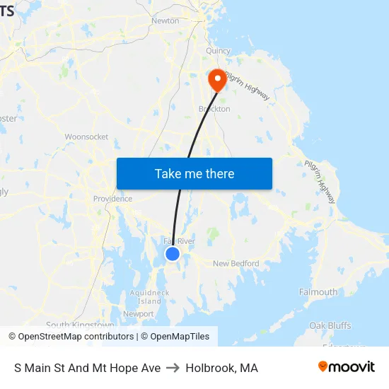 S Main St And Mt Hope Ave to Holbrook, MA map