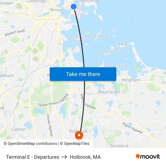 Terminal E - Departures to Holbrook, MA map