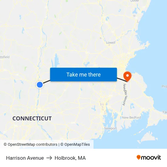 Harrison Avenue to Holbrook, MA map