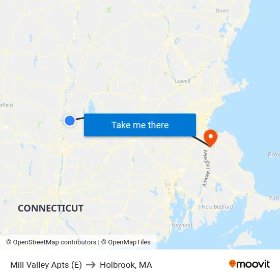 Mill Valley Apts (E) to Holbrook, MA map