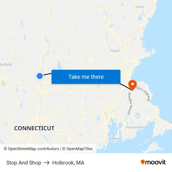 Stop And Shop to Holbrook, MA map
