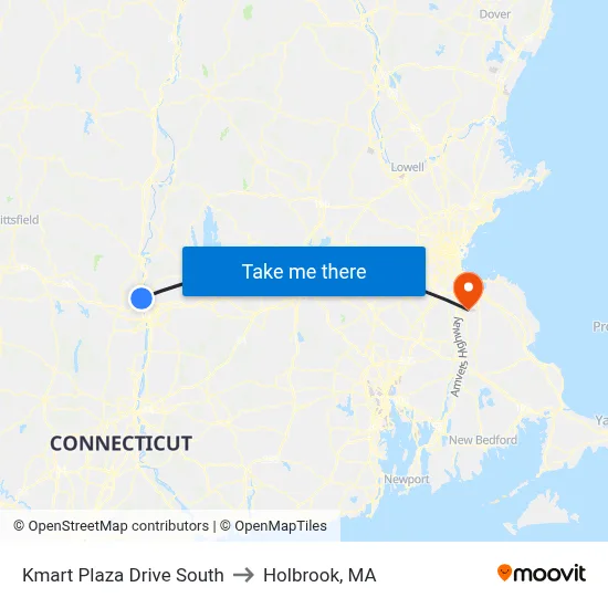 Kmart Plaza Drive South to Holbrook, MA map