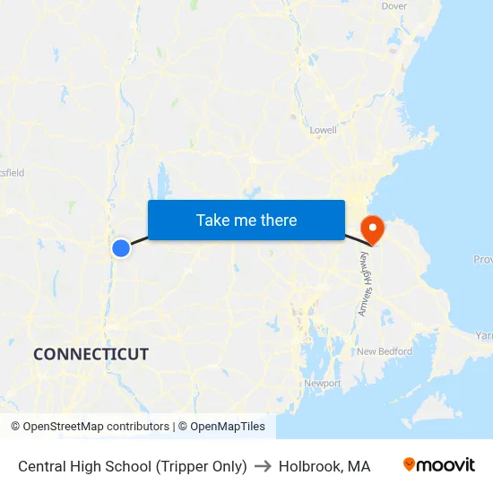 Central High School (Tripper Only) to Holbrook, MA map