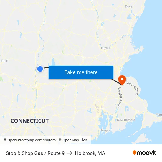 Russell / Stop & Shop Gas to Holbrook, MA map