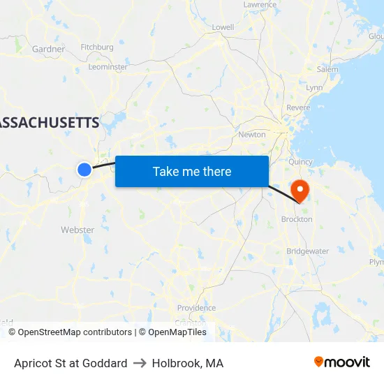 Apricot St at Goddard to Holbrook, MA map