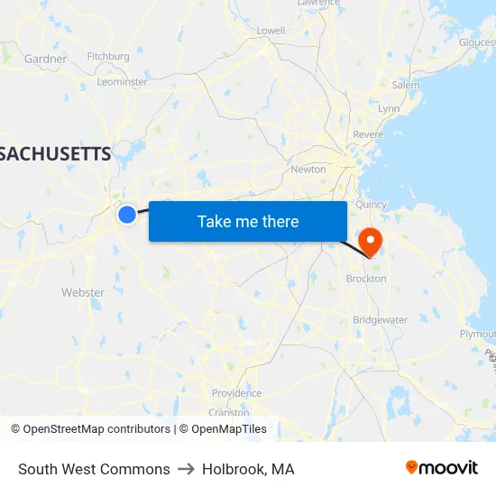 South West Commons to Holbrook, MA map