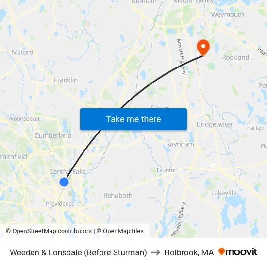 Weeden & Lonsdale (Before Sturman) to Holbrook, MA map
