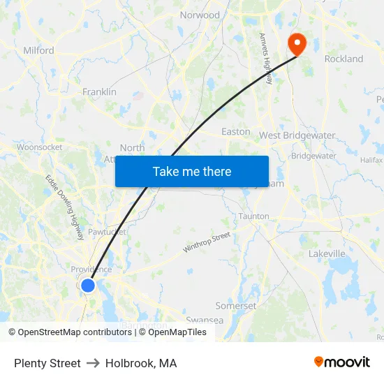 Plenty Street to Holbrook, MA map