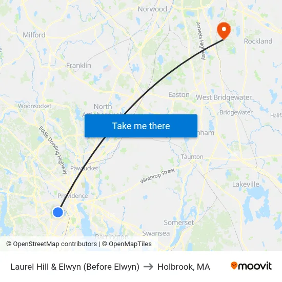 Laurel Hill & Elwyn (Before Elwyn) to Holbrook, MA map
