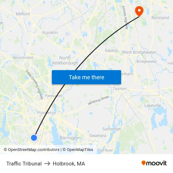 Traffic Tribunal to Holbrook, MA map