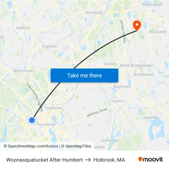 Woonasquatucket After Humbert to Holbrook, MA map