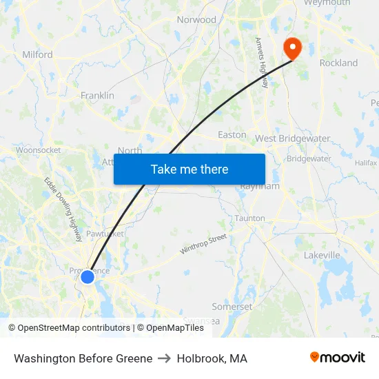 Washington Before Greene to Holbrook, MA map