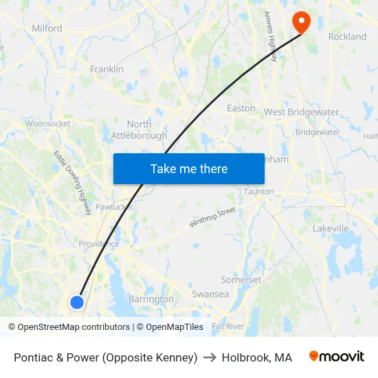 Pontiac & Power (Opposite Kenney) to Holbrook, MA map