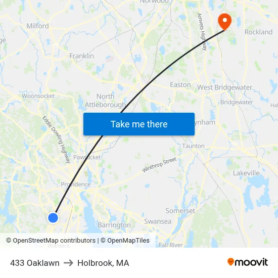 433 Oaklawn to Holbrook, MA map