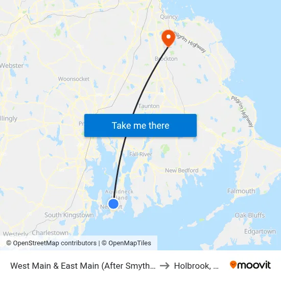 West Main & East Main (After Smythe) to Holbrook, MA map