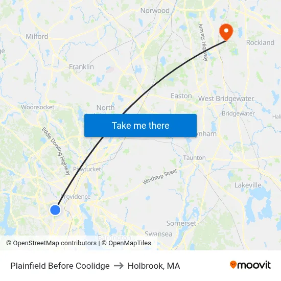Plainfield Before Coolidge to Holbrook, MA map