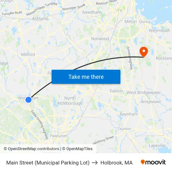 Main Street (Municipal Parking Lot) to Holbrook, MA map