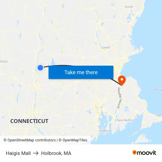 Haigis Mall to Holbrook, MA map