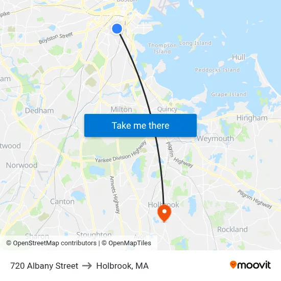 720 Albany Street to Holbrook, MA map