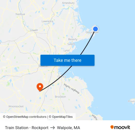 Train Station - Rockport to Walpole, MA map