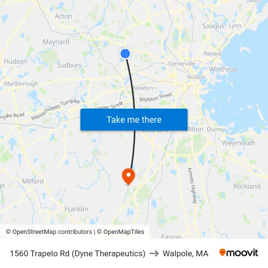 1560 Trapelo Rd  (Dyne Therapeutics) to Walpole, MA map