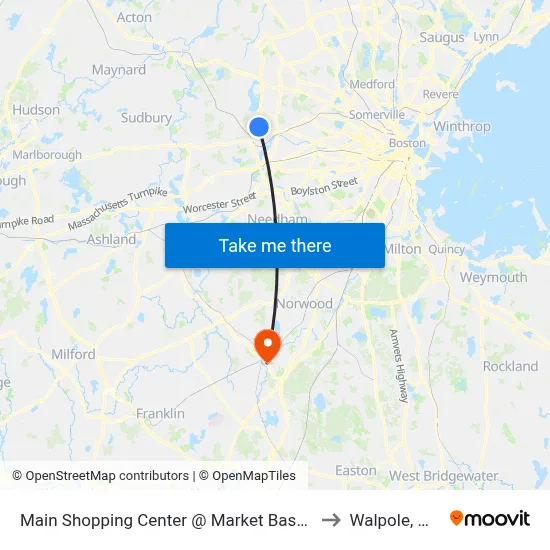 Main Shopping Center @ Market Basket to Walpole, MA map