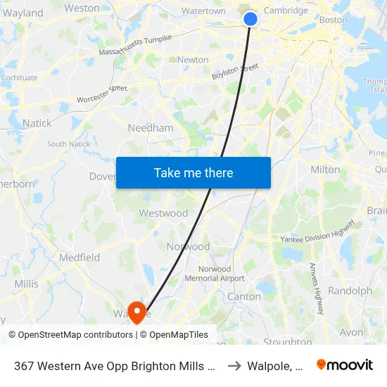 367 Western Ave Opp Brighton Mills Mall to Walpole, MA map