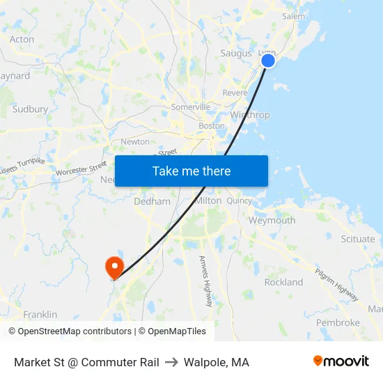 Market St @ Commuter Rail to Walpole, MA map
