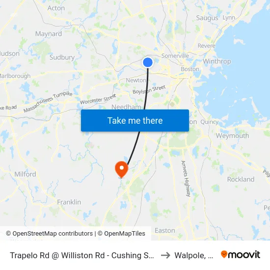 Trapelo Rd @ Williston Rd - Cushing Square to Walpole, MA map