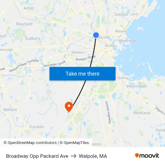 Broadway Opp Packard Ave to Walpole, MA map