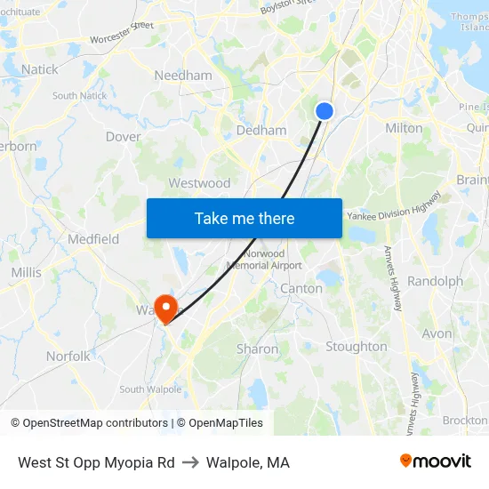West St Opp Myopia Rd to Walpole, MA map