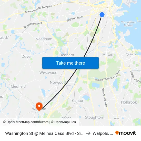 Washington St @ Melnea Cass Blvd - Silver Line to Walpole, MA map