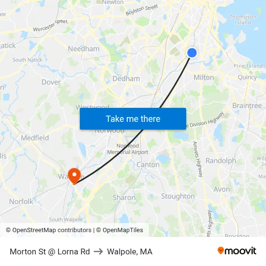 Morton St @ Lorna Rd to Walpole, MA map