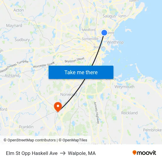 Elm St Opp Haskell Ave to Walpole, MA map