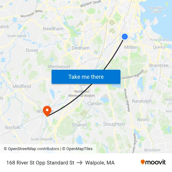 168 River St Opp Standard St to Walpole, MA map