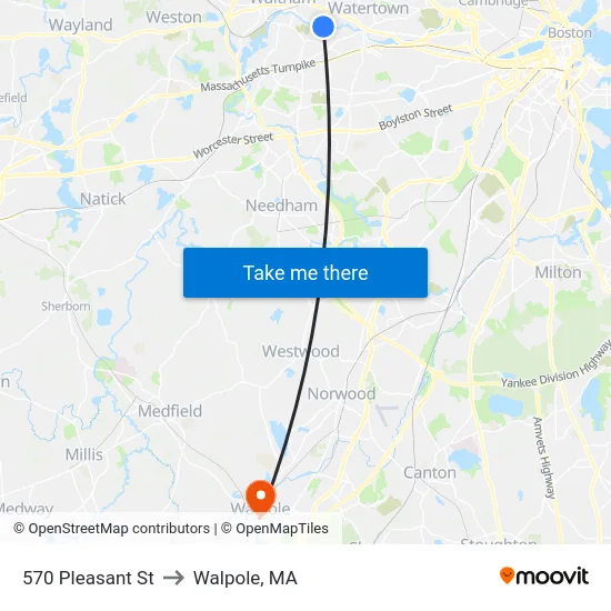 570 Pleasant St to Walpole, MA map