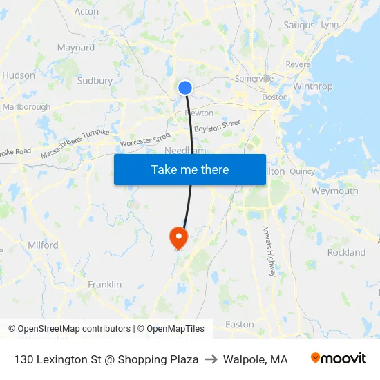 130 Lexington St @ Shopping Plaza to Walpole, MA map