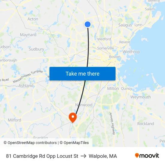 81 Cambridge Rd Opp Locust St to Walpole, MA map