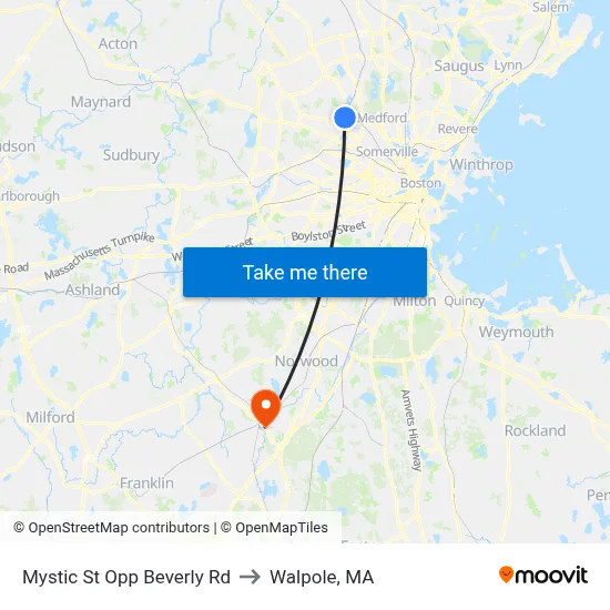 Mystic St Opp Beverly Rd to Walpole, MA map