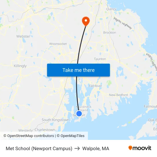 Met School (Newport Campus) to Walpole, MA map