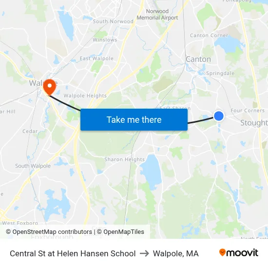 Central St at Helen Hansen School to Walpole, MA map
