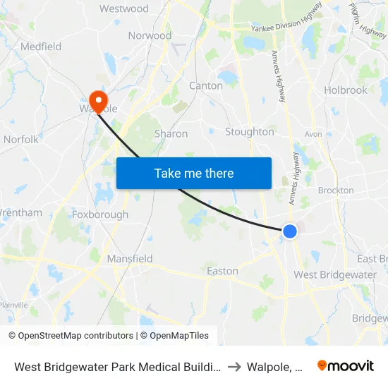 West Bridgewater Park Medical Building to Walpole, MA map