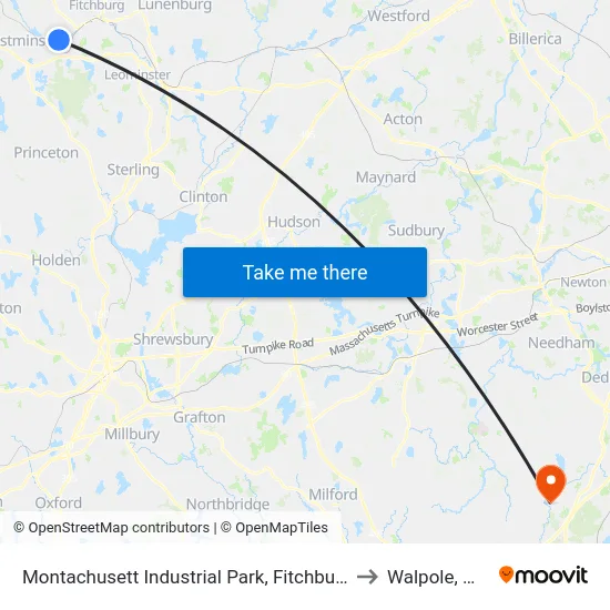 Montachusett Industrial Park, Fitchburg to Walpole, MA map