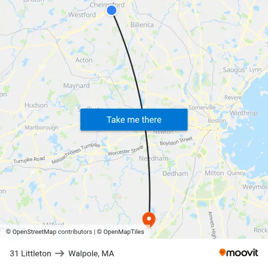31 Littleton to Walpole, MA map
