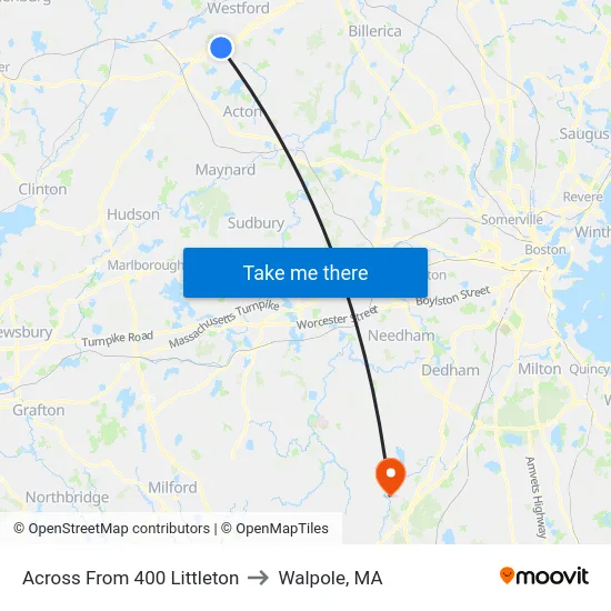 Across From 400 Littleton to Walpole, MA map