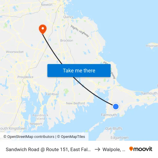 Sandwich Road @ Route 151, East Falmouth to Walpole, MA map