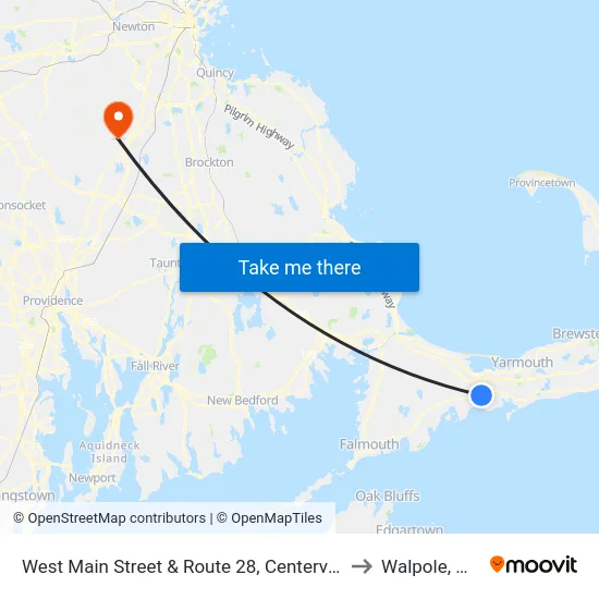 West Main Street & Route 28, Centerville to Walpole, MA map