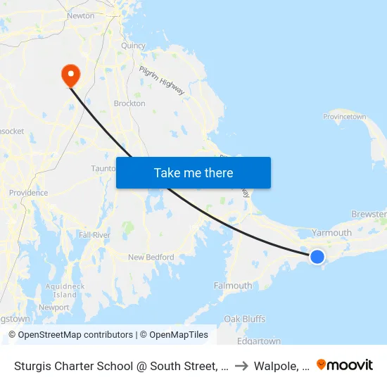 Sturgis Charter School @ South Street, Hyannis to Walpole, MA map
