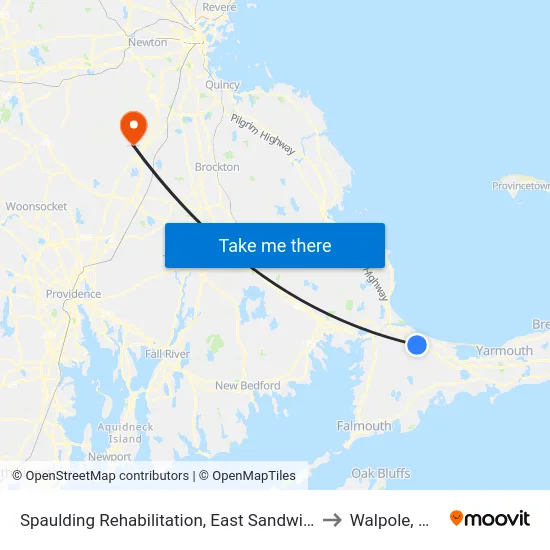 Spaulding Rehabilitation, East Sandwich to Walpole, MA map