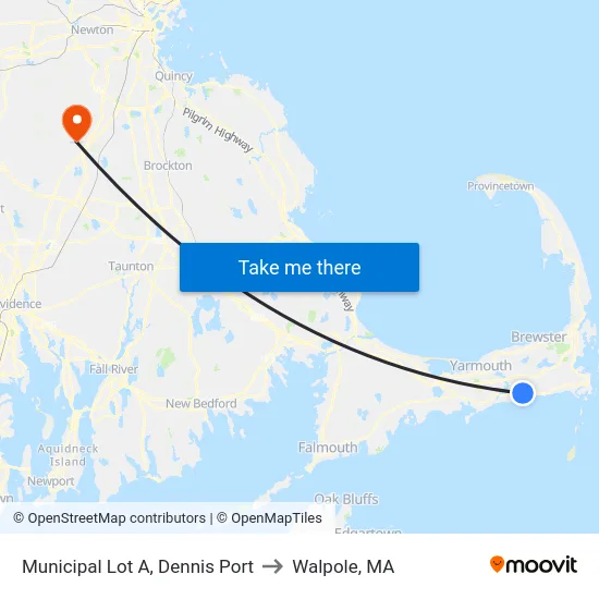Municipal Lot A, Dennis Port to Walpole, MA map